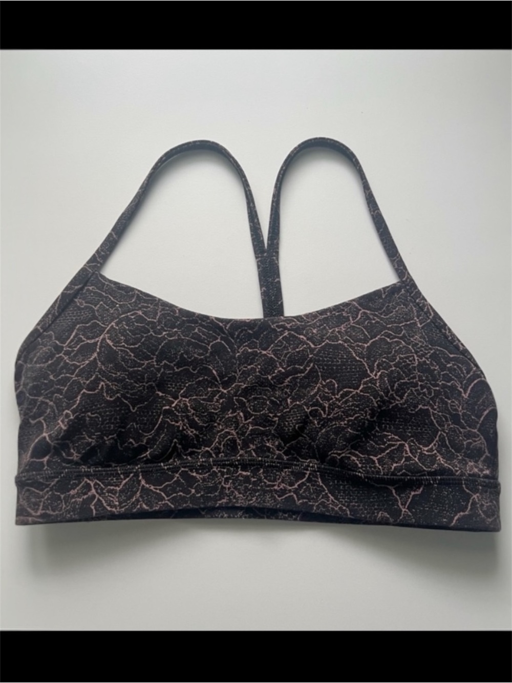 Lululemon Flow Y Bra Lacescape Spanish Rose Black Size 8